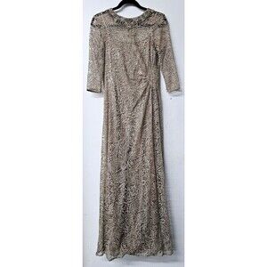 TERI JON Mother Of The Bride Embellished 3/4 Sleeve Lace Gown (6US) MSRP $860